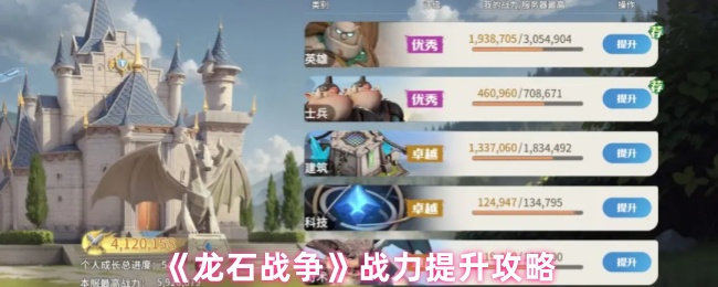 龙石战争战力提升终极指南：英雄士兵建筑科技奇术全解析